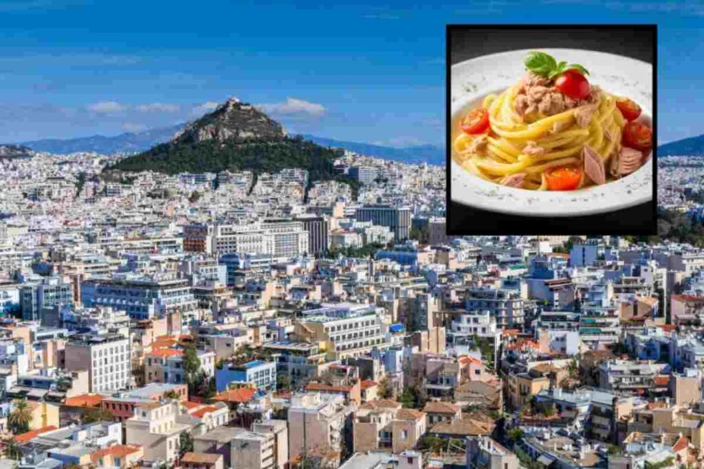 Atene, pasta col tonno