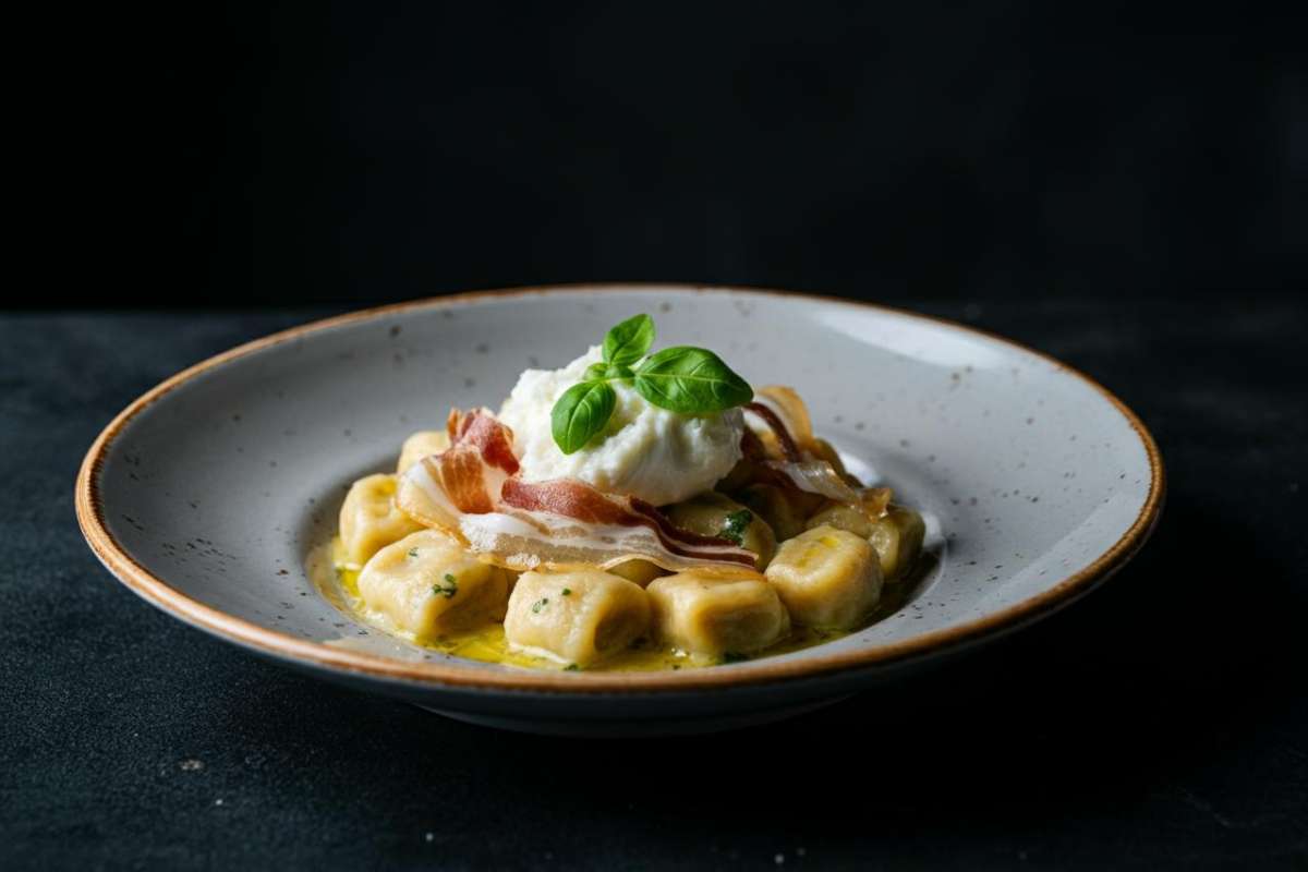 Gnocchi di ricotta con lardo e robiola 