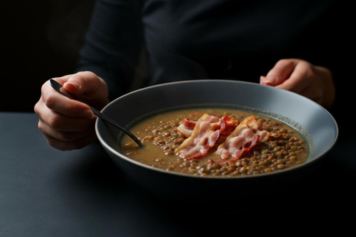 Lenticchie e pancetta, ricetta