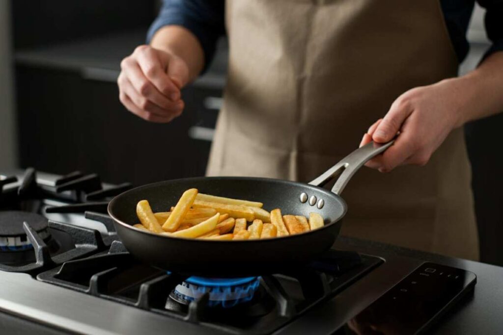 Preparazione patatine fritte