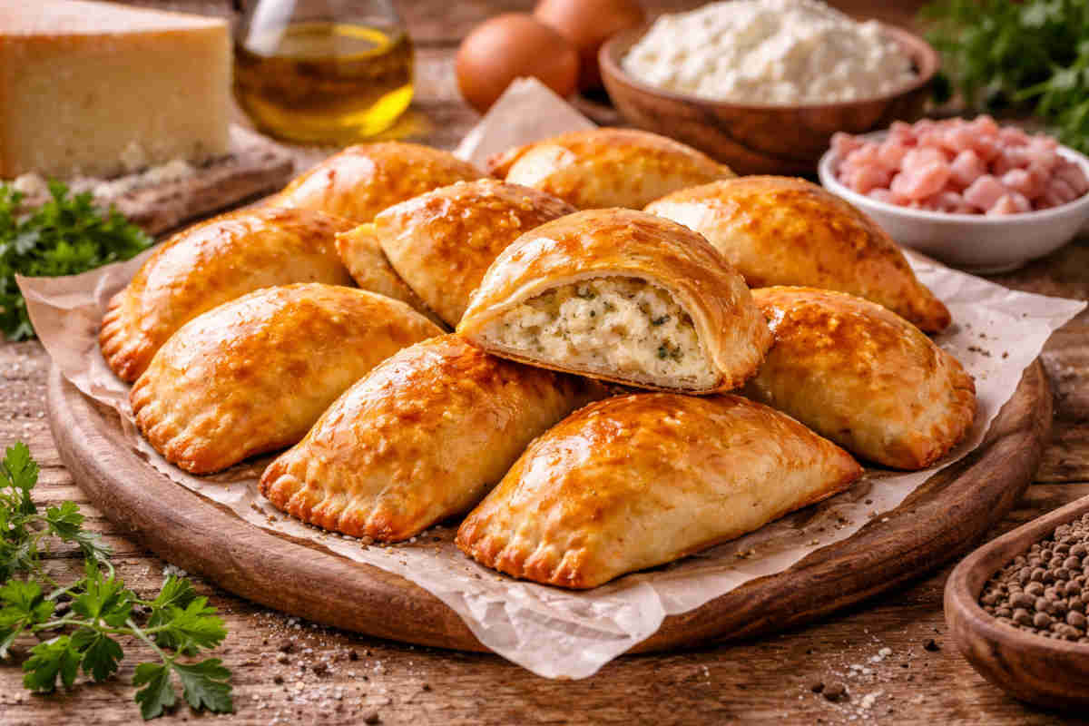 Fiadoni abuzzesi su tagliere rustico in legno