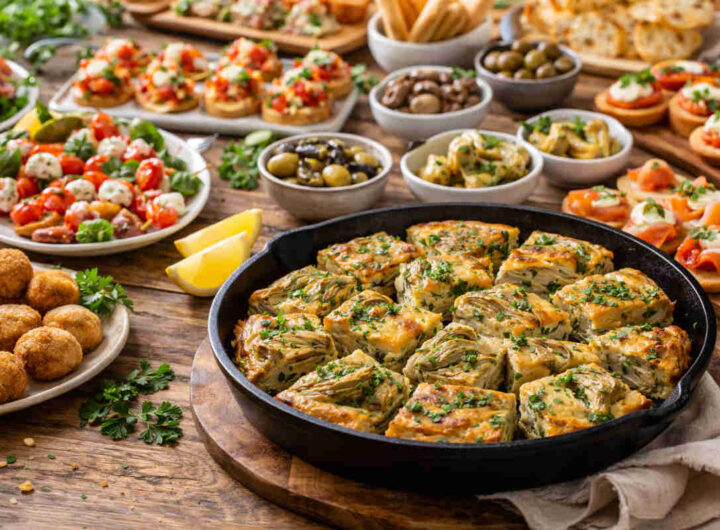 Tavola da buffet con tantissimi antipasti colorati e saporiti