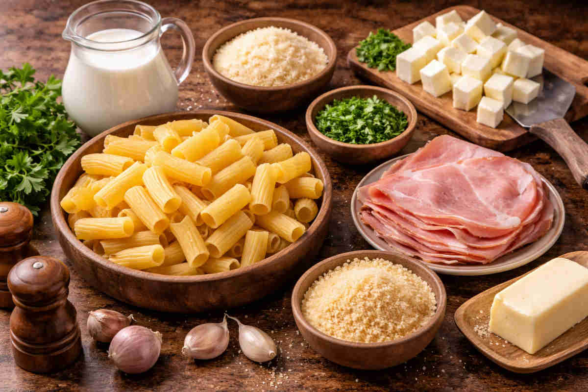 Ingredienti per preparare una pasta al gratin napoletana