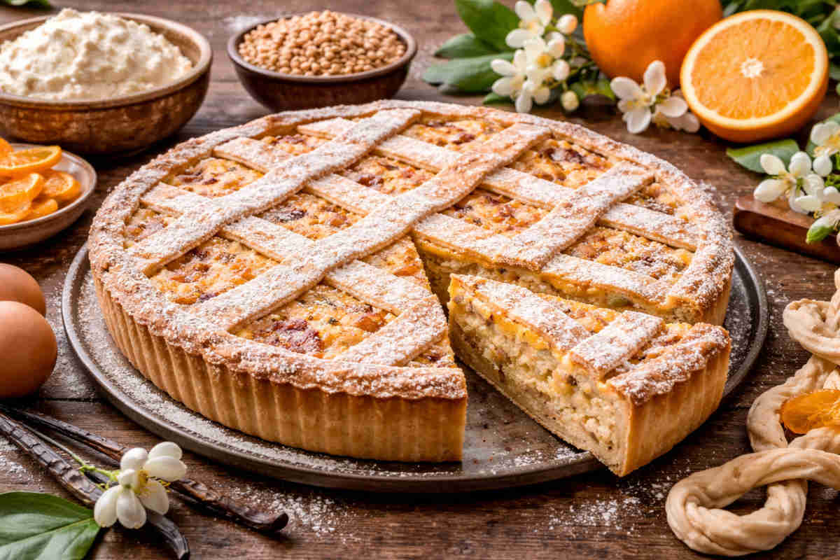 Pastiera napoletana su tavola pasquale