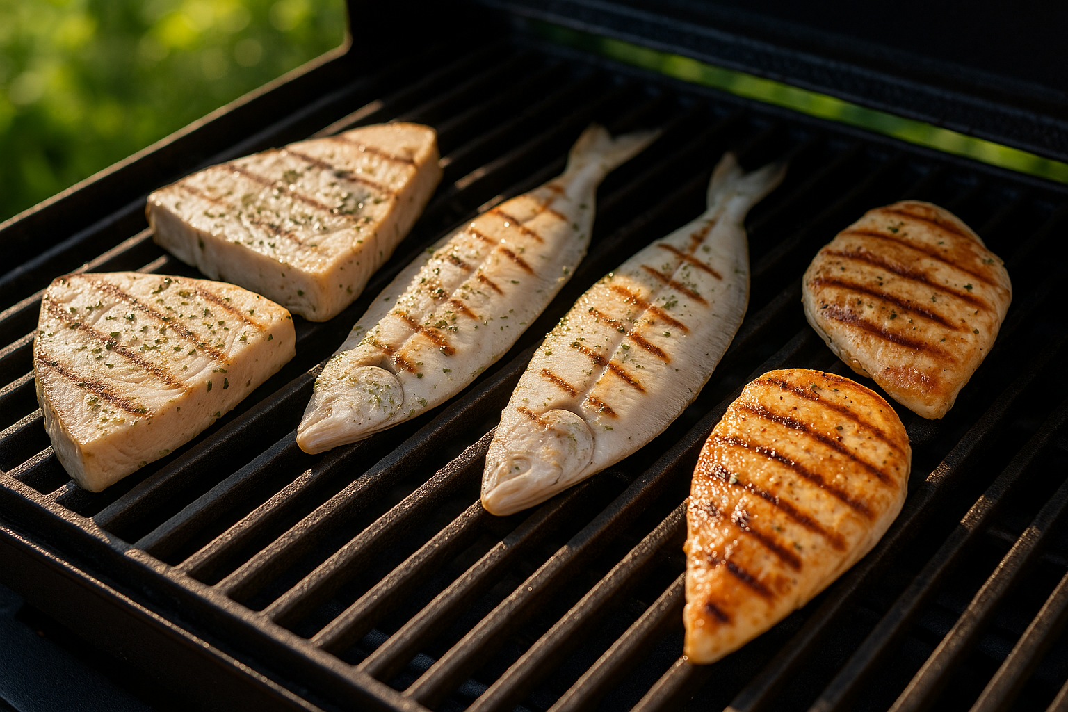 Secondi piatti leggeri estivi: pesce e pollo alla griglia per tavoli senza forno