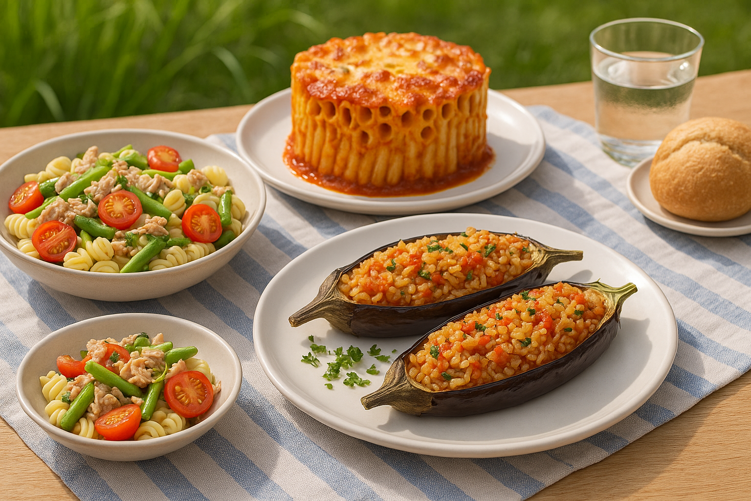 Piatti unici estivi: melanzane ripiene, timballo siciliano e pasta con verdure di stagione (2)