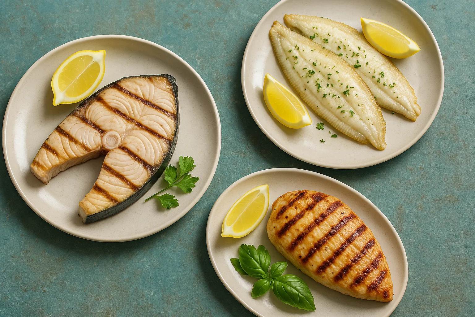 Secondi piatti leggeri alla griglia: pesce spada, sogliola e petto di pollo per l'estate