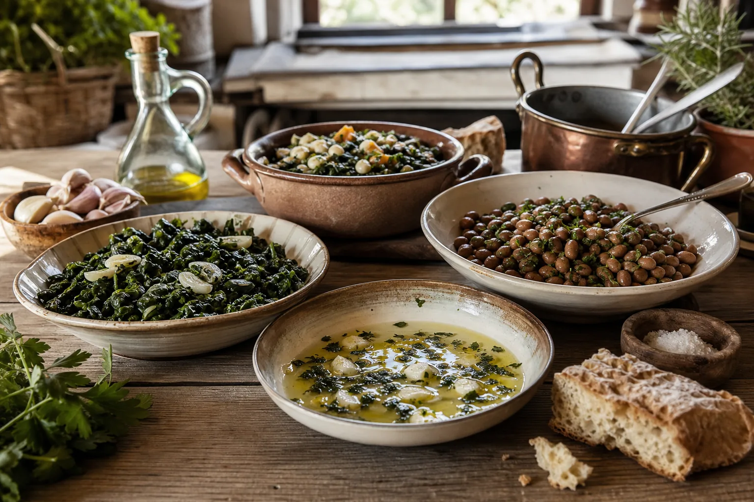 Ricette di cucina povera italiana: agliata, pasta e ceci, malfatti