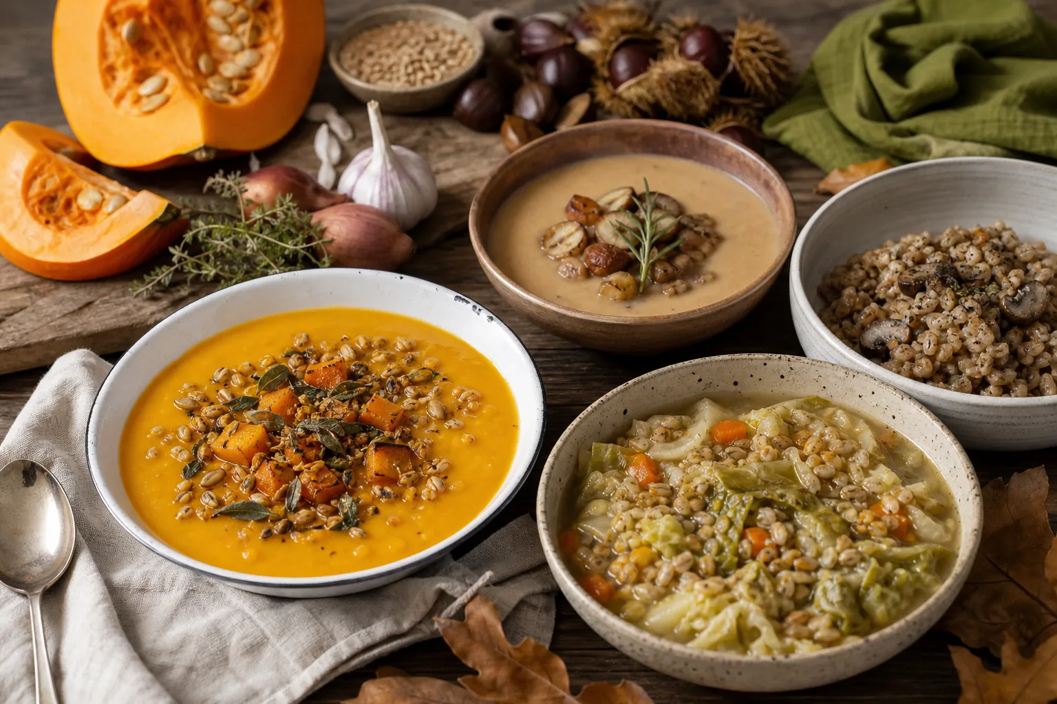 Piatti autunnali di stagione: zuppe, paste e verdure da portare in tavola