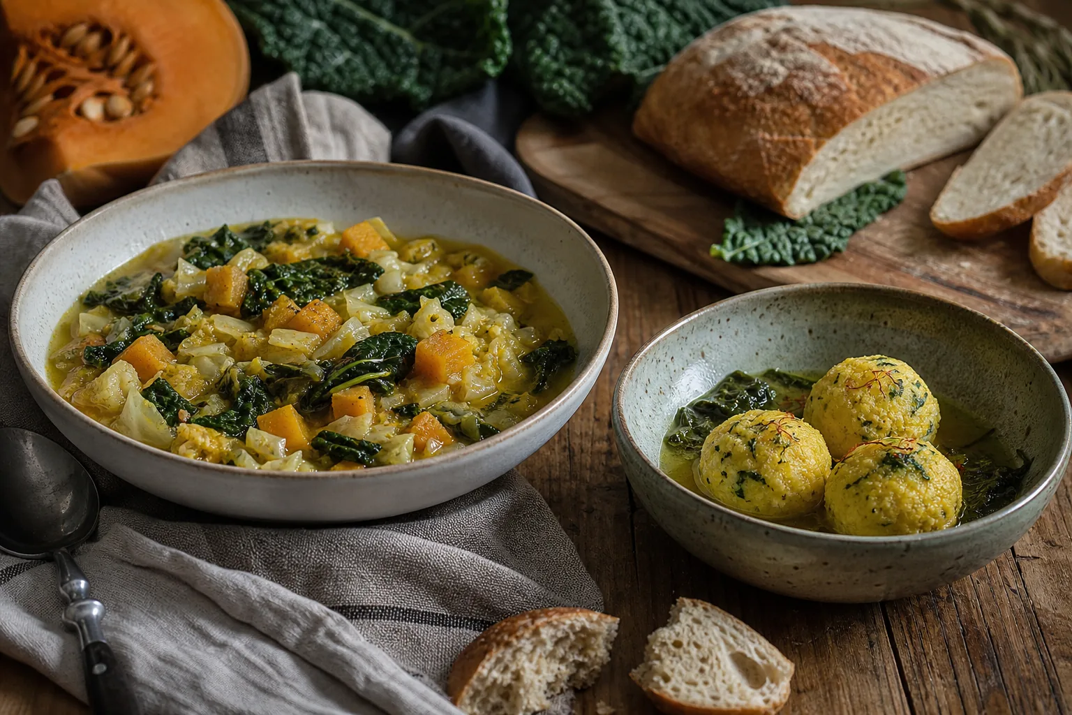 Zuppe autunnali: verza, zucca e canederli per riscaldarsi