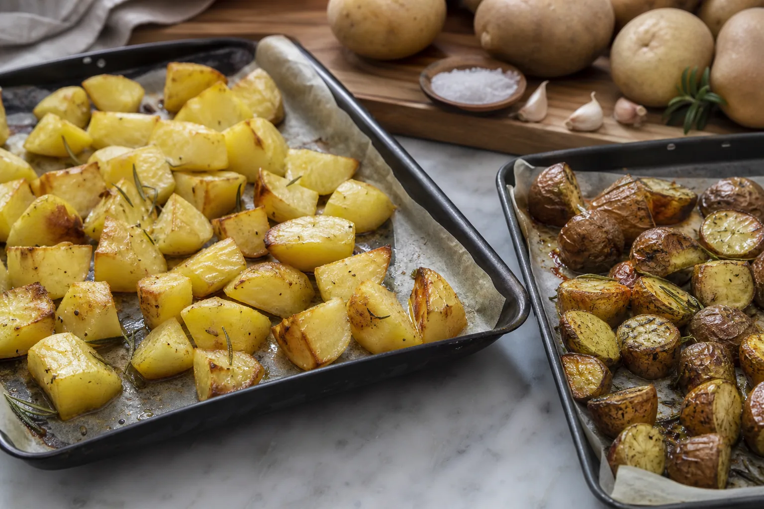 Patate al forno: croccanti fuori, morbide dentro — la tecnica giusta