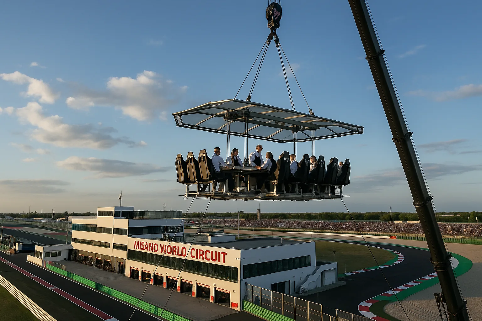 Dinner in the Sky al Misano World Circuit (17-19 luglio 2026): quando la cena sospesa incontra il motorsport